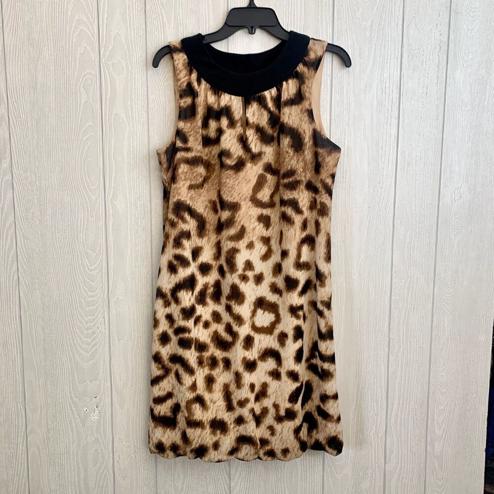 Nicole Leopard Print Dress - Black and Brown